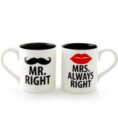 Our Name Is Mud 'Mr. Right and Mrs. Always Right' Mugs by Lorrie Veasey, Set of 2
